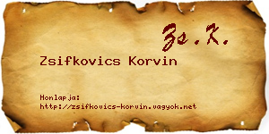 Zsifkovics Korvin névjegykártya